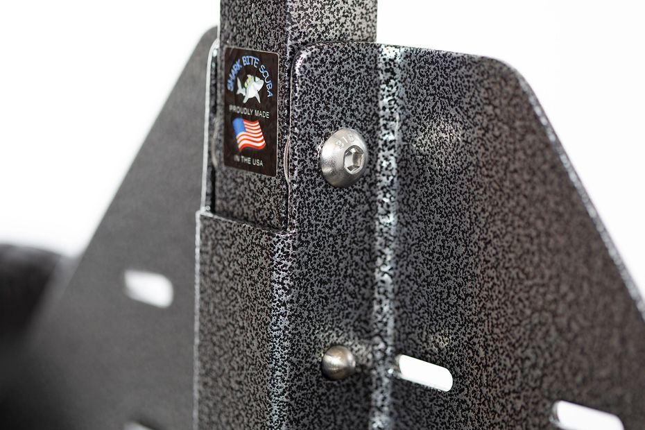 The Tank Dolly transports 2 scuba tanks, 4 fins, dive weight, and miscellaneous scuba diving gear