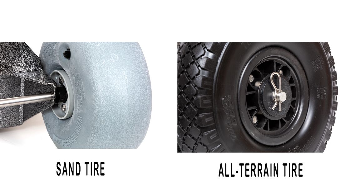 The Tank Dolly transports 2 scuba tanks, 4 fins, dive weight, and miscellaneous scuba diving gear