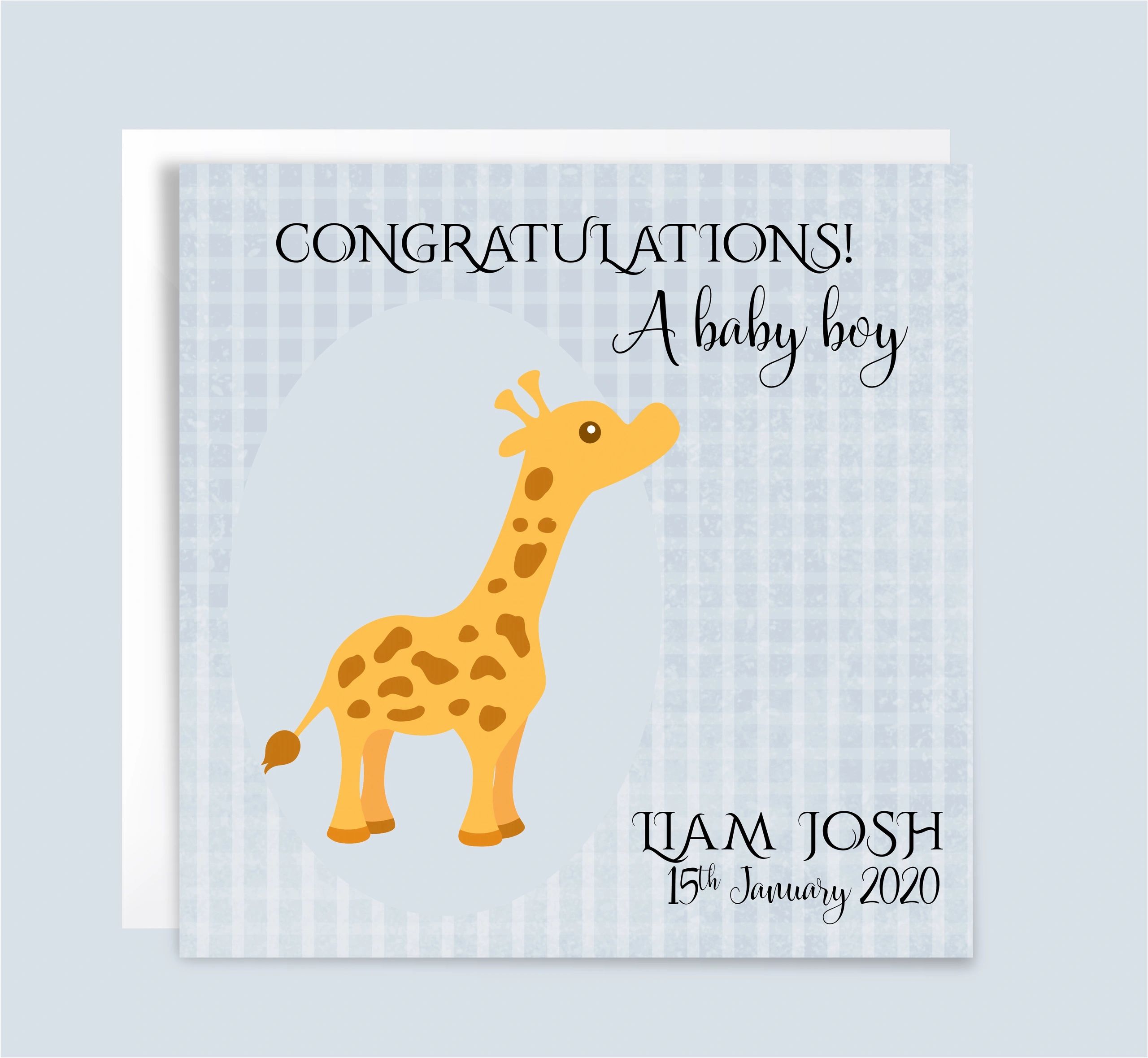 New baby boy personalised card