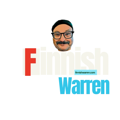 Logo with a man's face and the text 'Finnish Warren'.