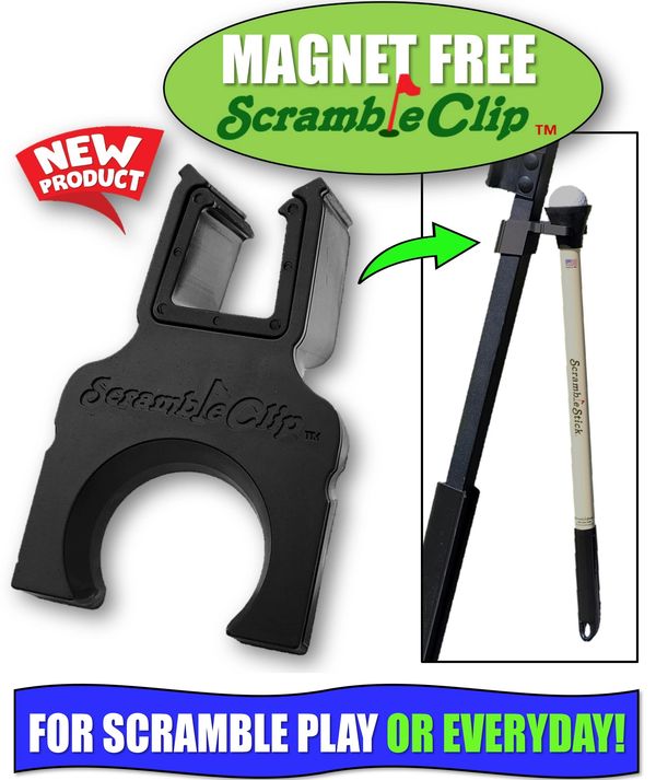 ScrambleClip holder for your golf cart securely holds your ScrambleStick in a convenient location