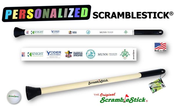 Scramble Stick golf ball retriever ScrambleStick custom stick corporate outings golf gadgets gifts