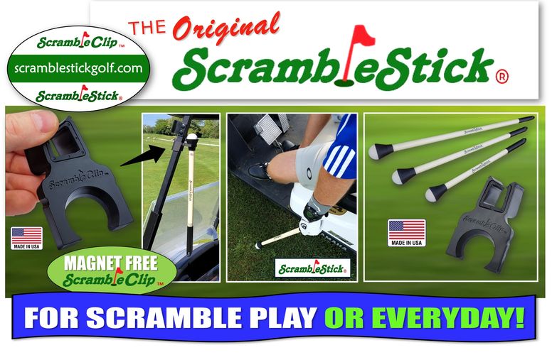 ScrambleStick ball retriever pick-up stick ScrambleClip holder made in the USA golfcart gadgets gear