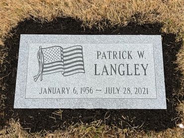 Flat headstone with flag design-Potomac Memorials