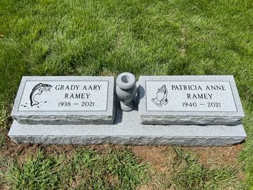 Companion bevel headstones on a base-Potomac Memorials