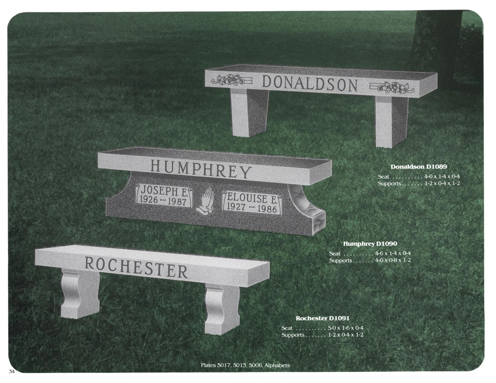 Traditional bench memorials-Potomac Memorials
