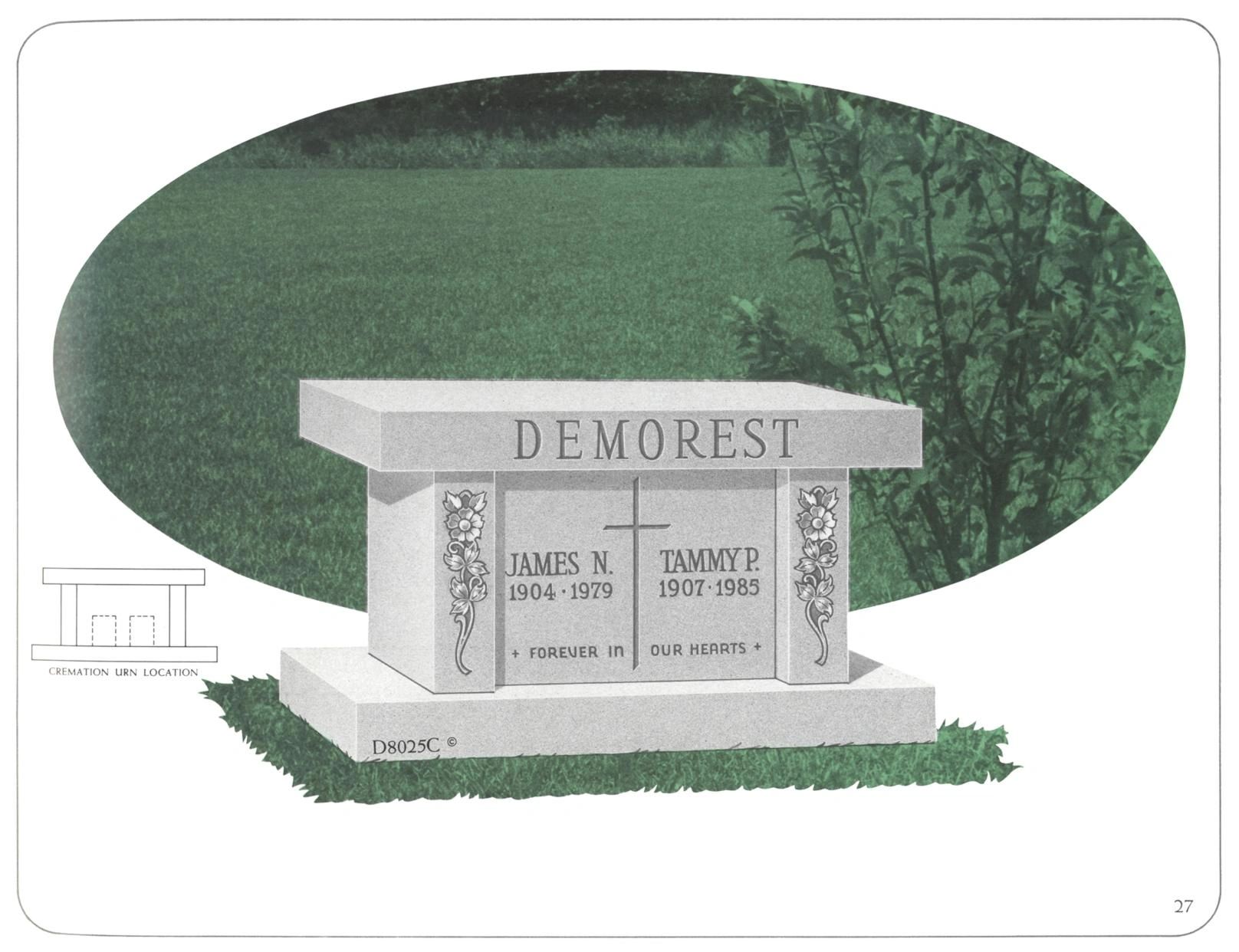 cremation bench-Potomac memorials