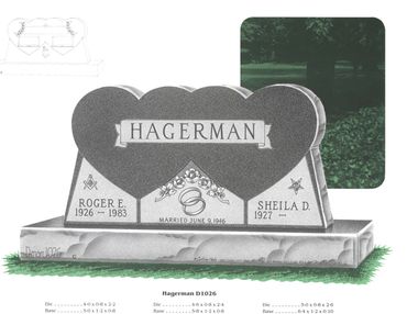 double heart headstone