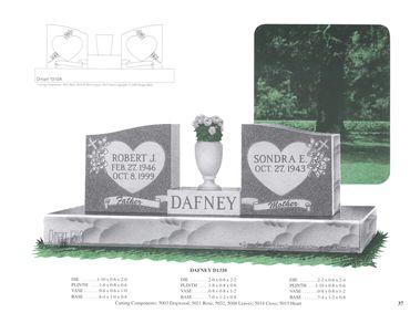 double wing headstone-Potomac Memorials