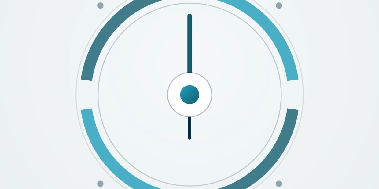 Abstract circular design with blue segments and a central dot.