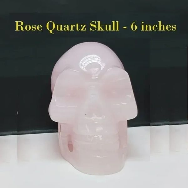 Rose Quartz Skull 6"