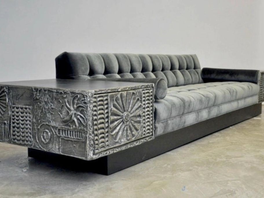 Vintage brutalist sofa on plinth base