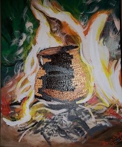 The idea of an open air kiln. This type of kiln is still used today.