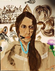 This is a Self Portrait of myself & some of my Origins. I loved completing this painting.