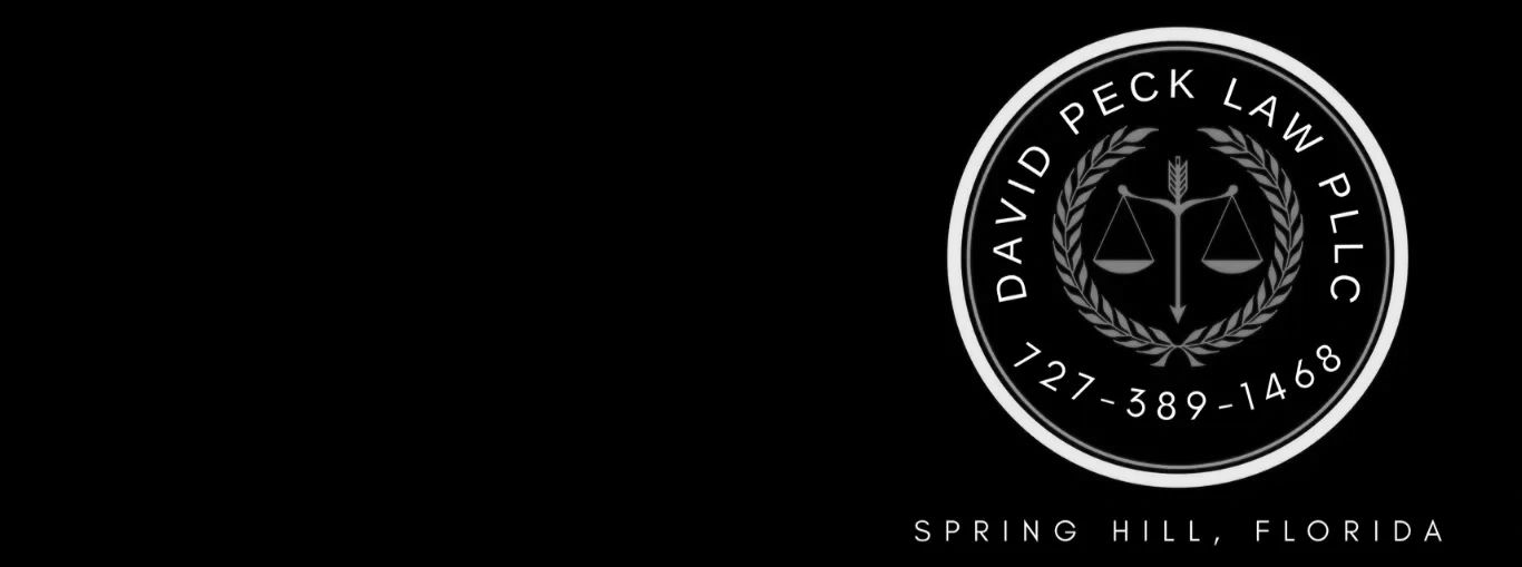 Logo of David Peck Law PLLC law firm office with contact number and location.
