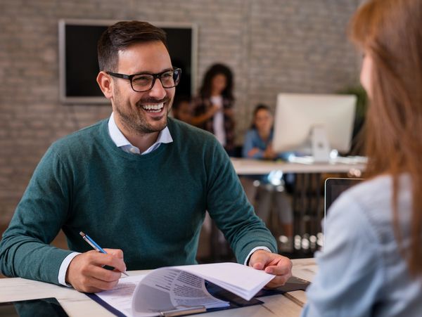 A recruiter having an interview with a candidate