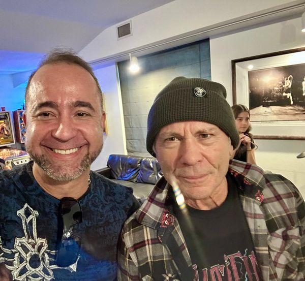 Mandrake meeting his idol Bruce Dickinson at Dave Grohl Studio