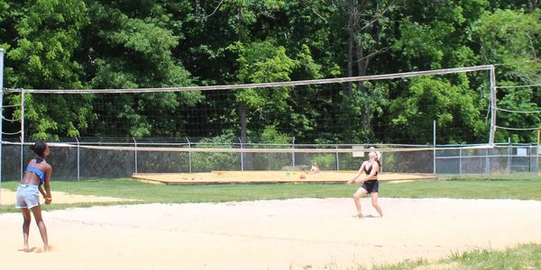 Two sand volleyball courts