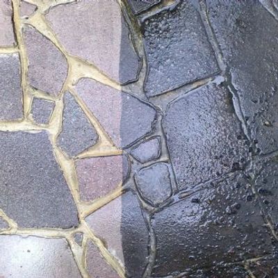 Residential Roadway Cleaning brick using high pressure water.