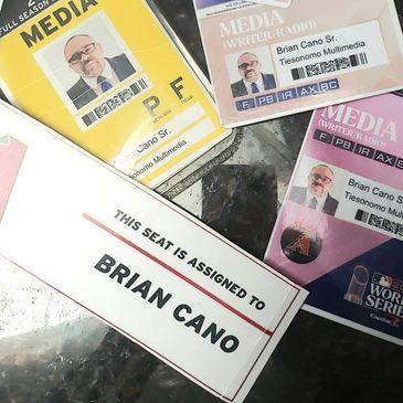 Tysonomo Multimedia MLB media credentials for coverage of the Arizona Diamondbacks during the 2023 NL Division Series, NL Championship Series and World Series.
