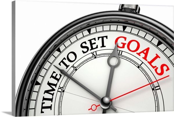 Stopwatch with the phrase 'TIME TO SET GOALS' on its face.