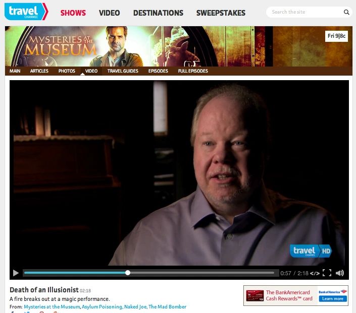 David Stahl the Magician. Featured on the hit TV show "Mysteries at the Museum"