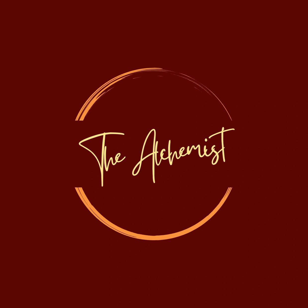 Elegant logo design with 'The Alchemist' text and a circular brushstroke.