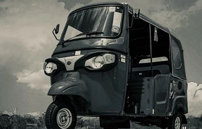 Moto taxi en route from Los Llanos to Playa La Saladita—black and white photo.