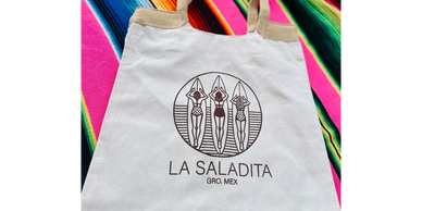 Explore Saladita tote bag with surfing girls logo canvas and jute,color photo from Souvenirs section