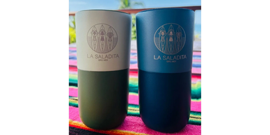 Explore Saladita coffee tumblers in green and blue—Souvenirs section color photo.