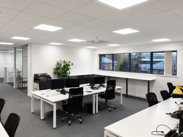 Modern open-plan office workspace interior