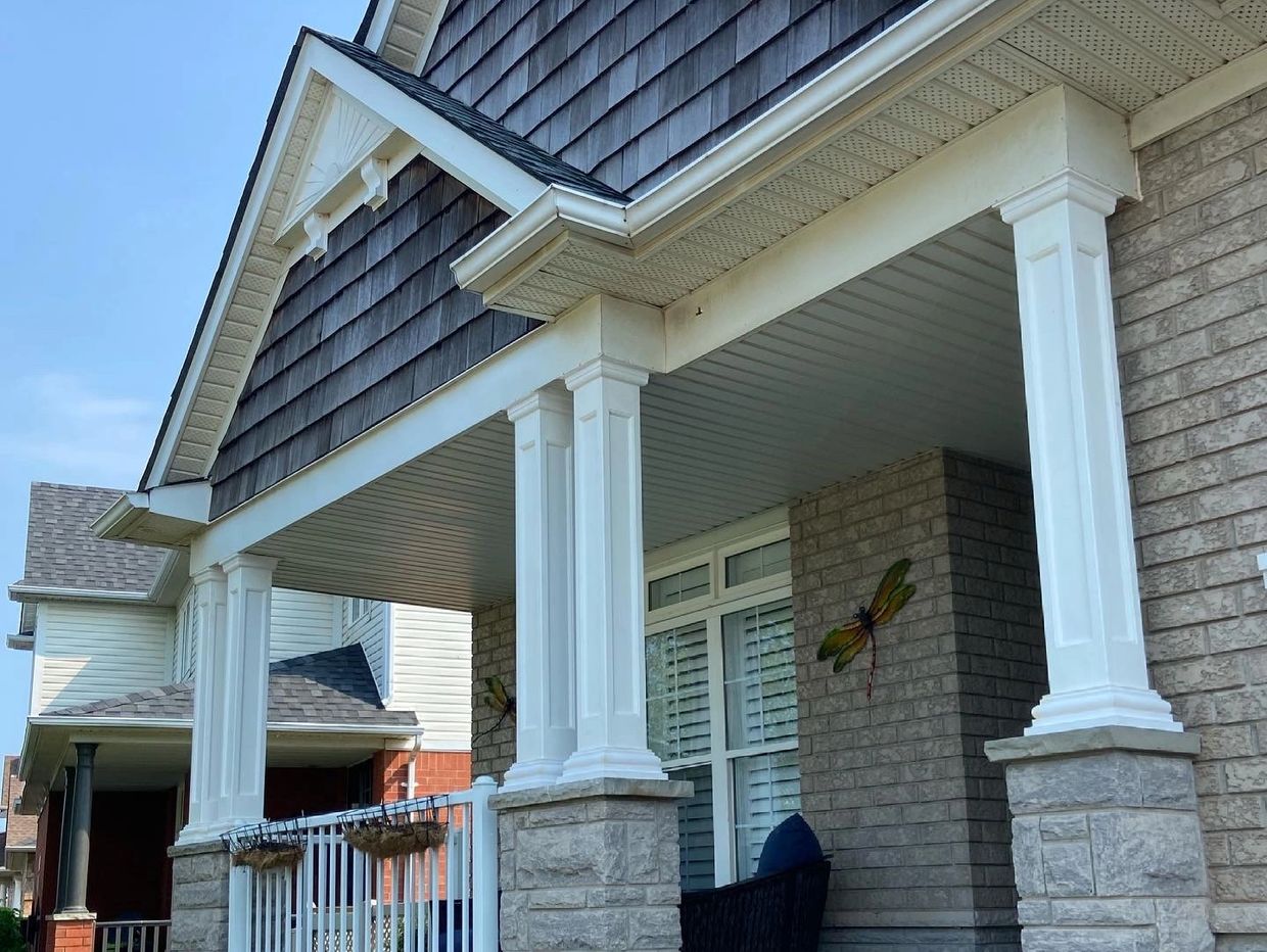 Recessed panel Fibreglass Column Porch exterior replacement installation Toronto GTA Oakville 