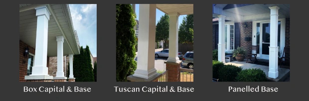 Square Fibreglass Column Capital Base dimensions replacement  installation exterior porch Tuscan Box