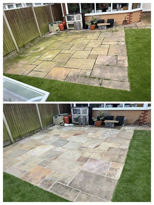 Jet washed and re-pointed patio