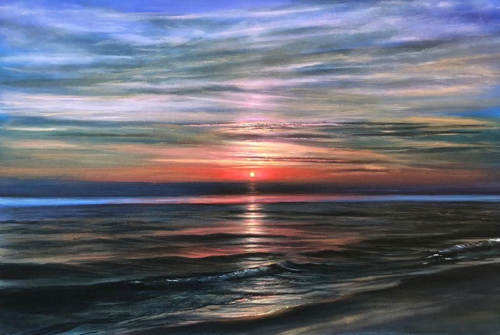 "Where Sea Meets Sky - Sunrise from East Sands" 
Acrylic on Canvas 
36ins x 24ins