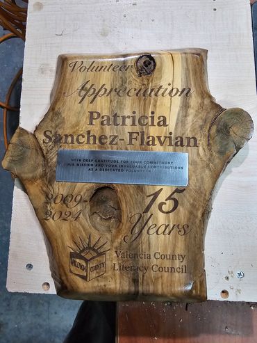 Appreciation plaque personally engraved on holly-type wood