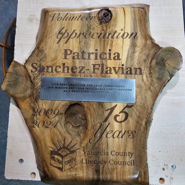 Appreciation plaque personally engraved on holly-type wood