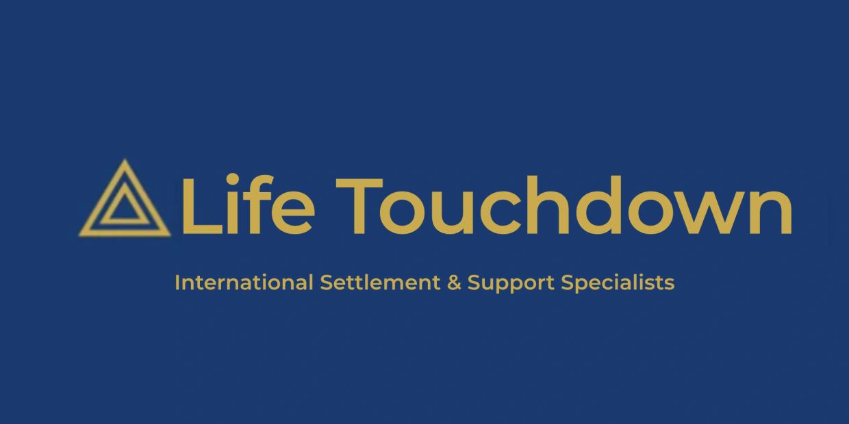 Life Touchdown logo with tagline on blue background.