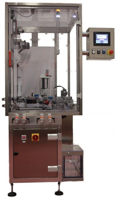 Machine to install tamper evident seals for pharmaceutical packaging
