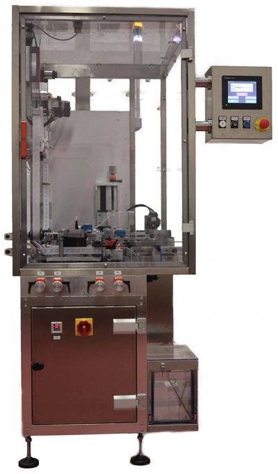 Machine to install tamper evident seals for pharmaceutical packaging