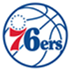 Philadelphia 76ers basketball team logo with a stylized basketball and number.