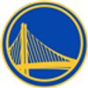 Golden State Warriors logo featuring a stylized bridge in blue and yellow.