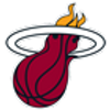 Miami Heat basketball team logo with flaming basketball and hoop.