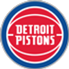 Detroit Pistons basketball team logo with red, white, and blue colors.