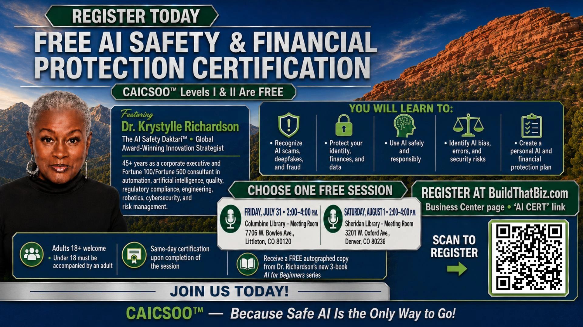 Free AI Safety & Financial Protection Certification by Dr. Krystylle Richardson.