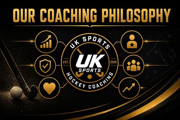 UK Sports Hockey Coaching's guiding principles displayed with icons and branding.