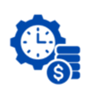 Blue clock face and stack of coins & dollar sign indicating Time & Spend Saving Converting Campaigns