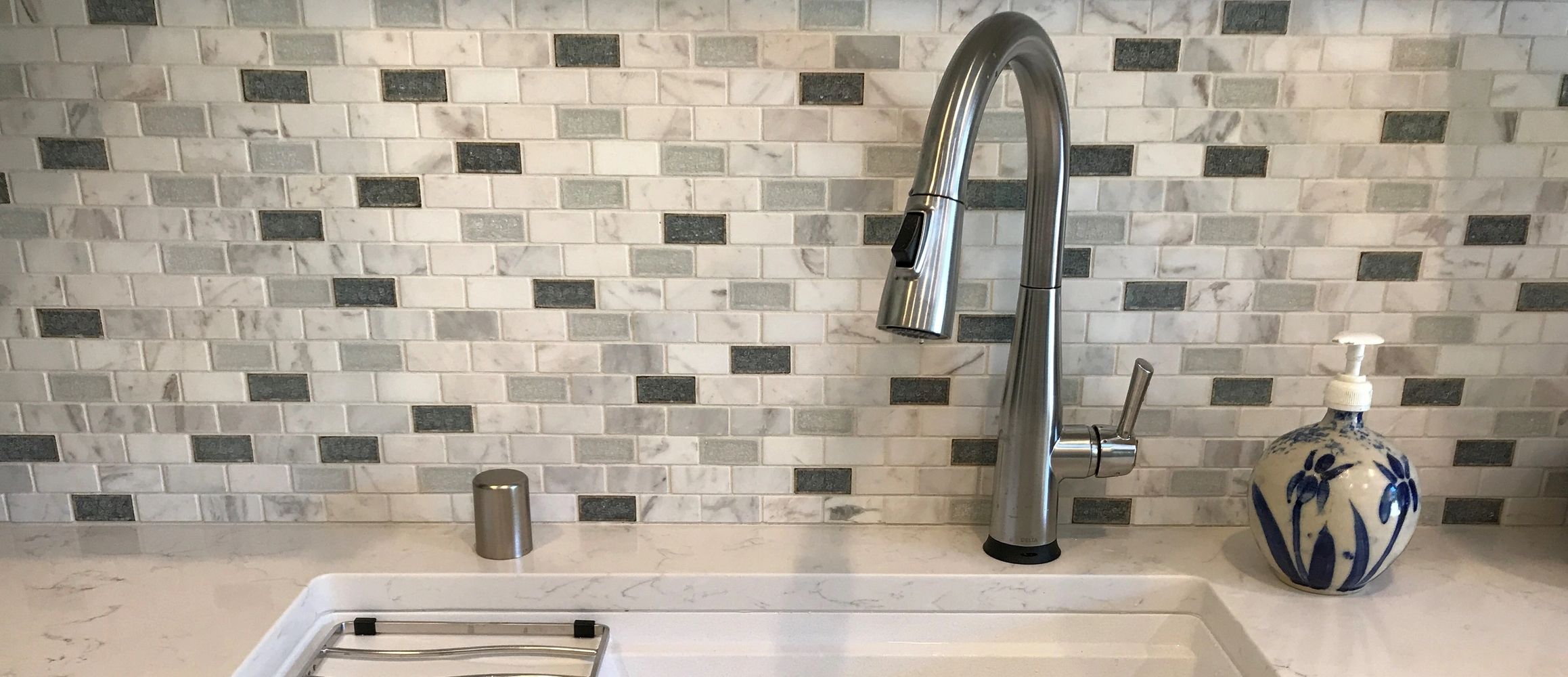 Mosaic tile backsplash