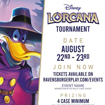 Disney Lorcana Tournament announcement with dates and ticket info.
