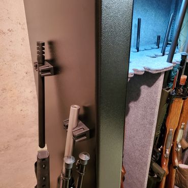 Use the GRIP on the outside of your gun safe to securely and safely hold your guns while you get tha